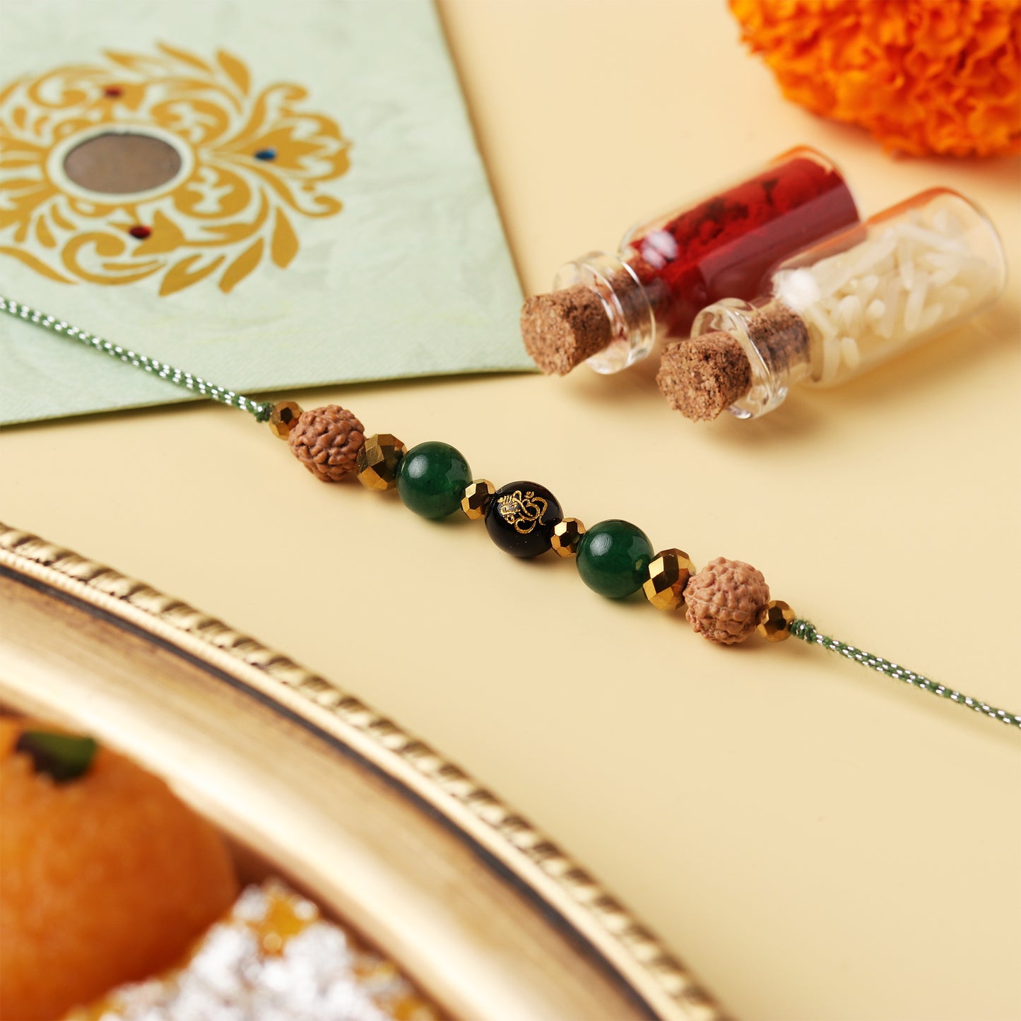 Shri Ganesh Rudraksh Natural Stone Rakhi