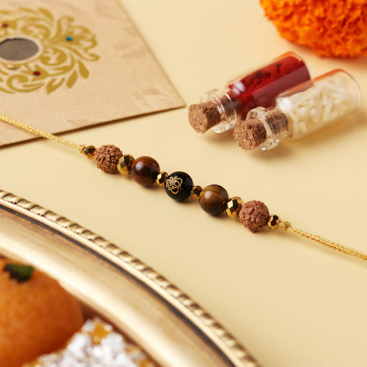 Shri Ganesh Rudraksh Natural Stone Rakhi