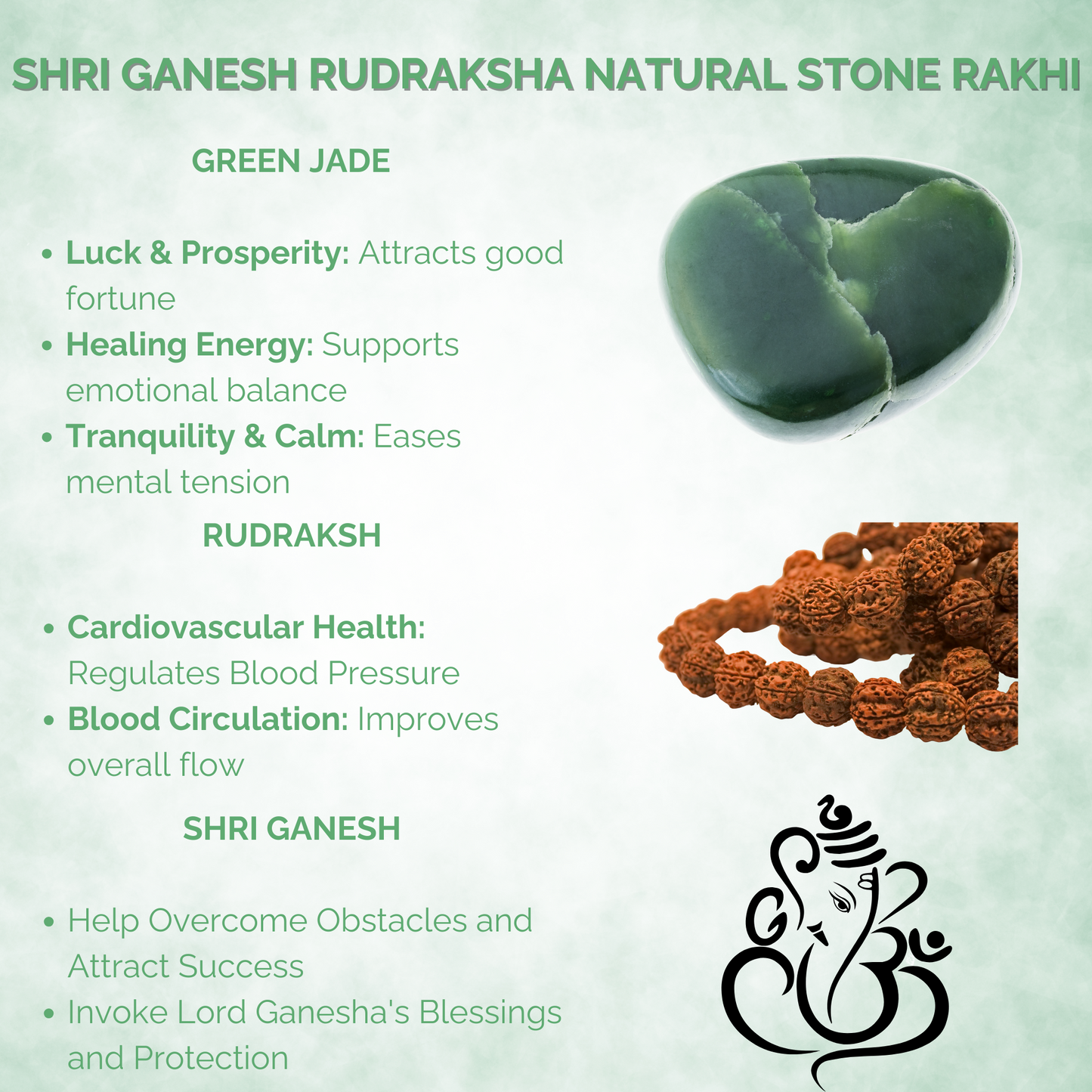 Shri Ganesh Rudraksh Natural Stone Rakhi