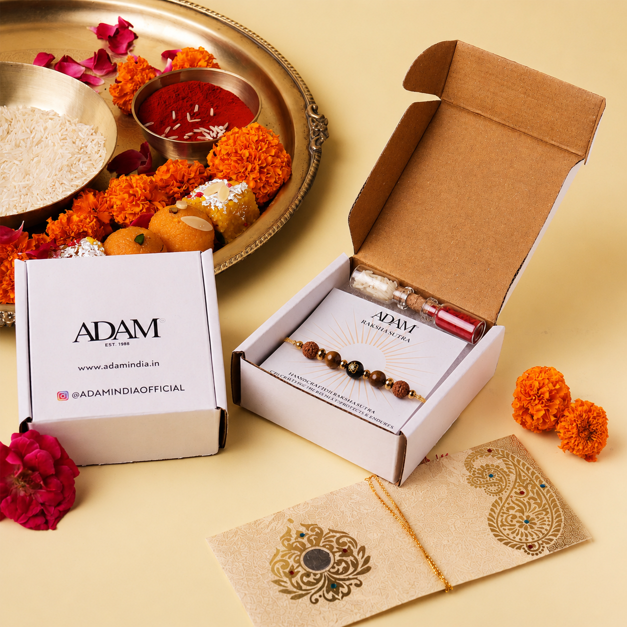 Shri Ganesh Rudraksh Natural Stone Rakhi