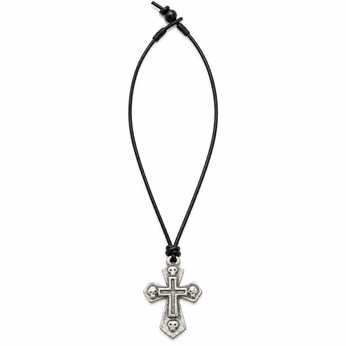 Skull Cross Pendant Leather Necklace for Men