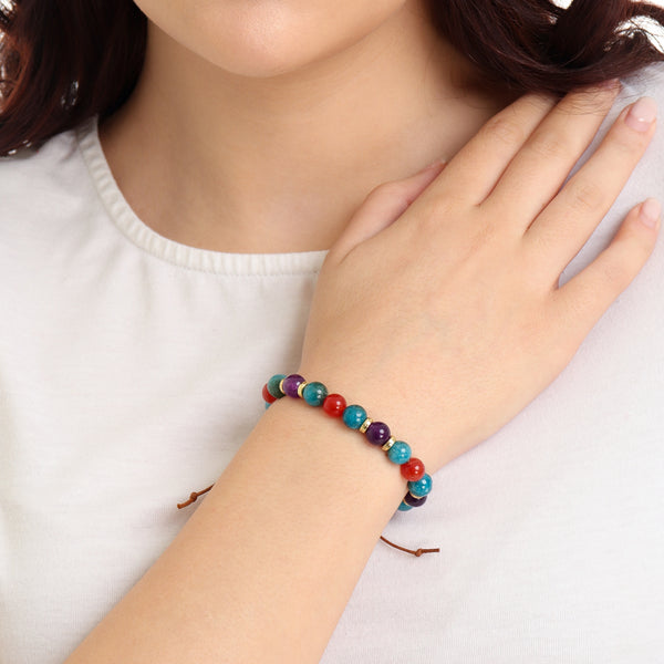 Soul Spark Trio Bracelet - Blue Apatite, Amethyst & Carnelian Natural Stone