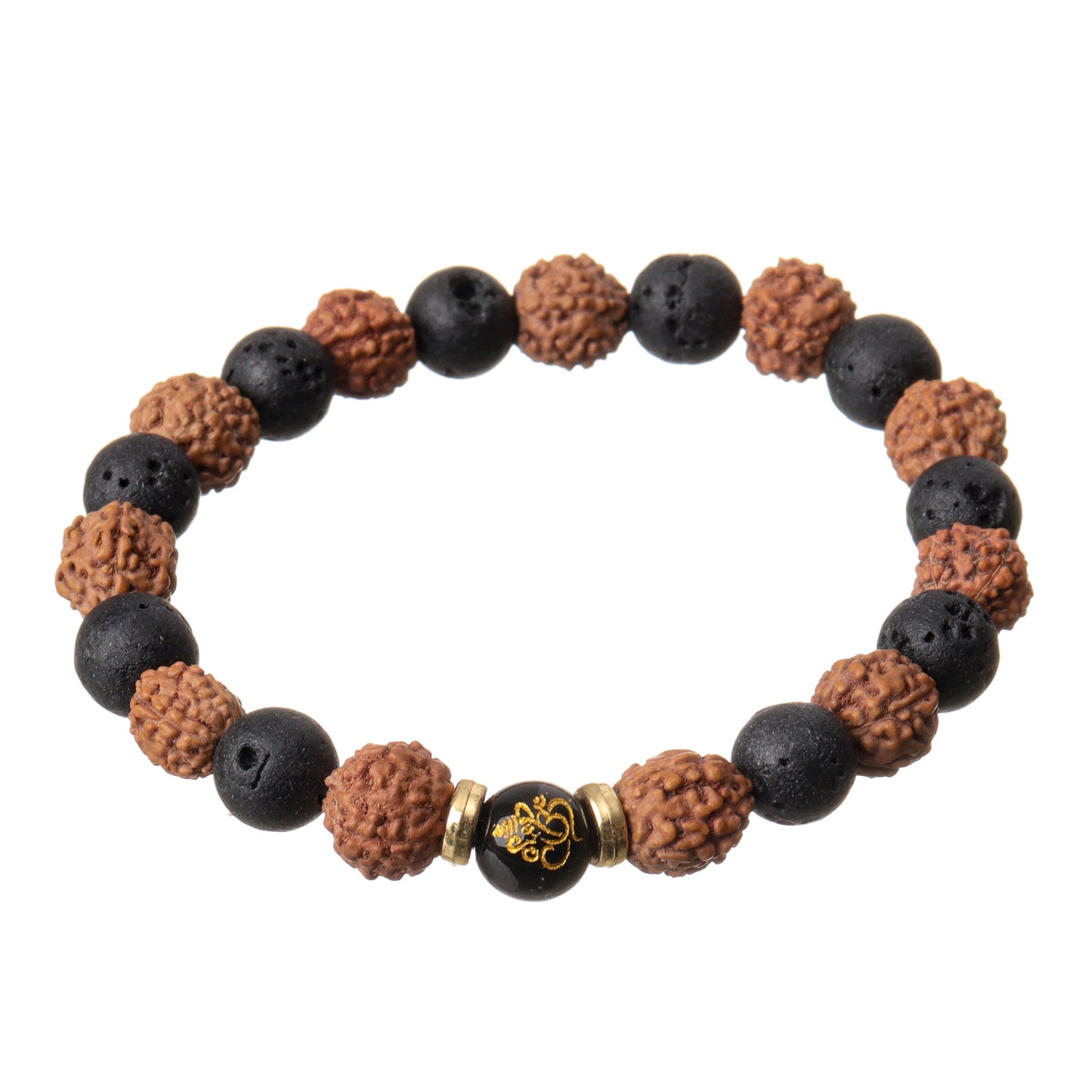 Spiritual 5 Mukhi Rudraksh & Lava Natural Stone Bracelet
