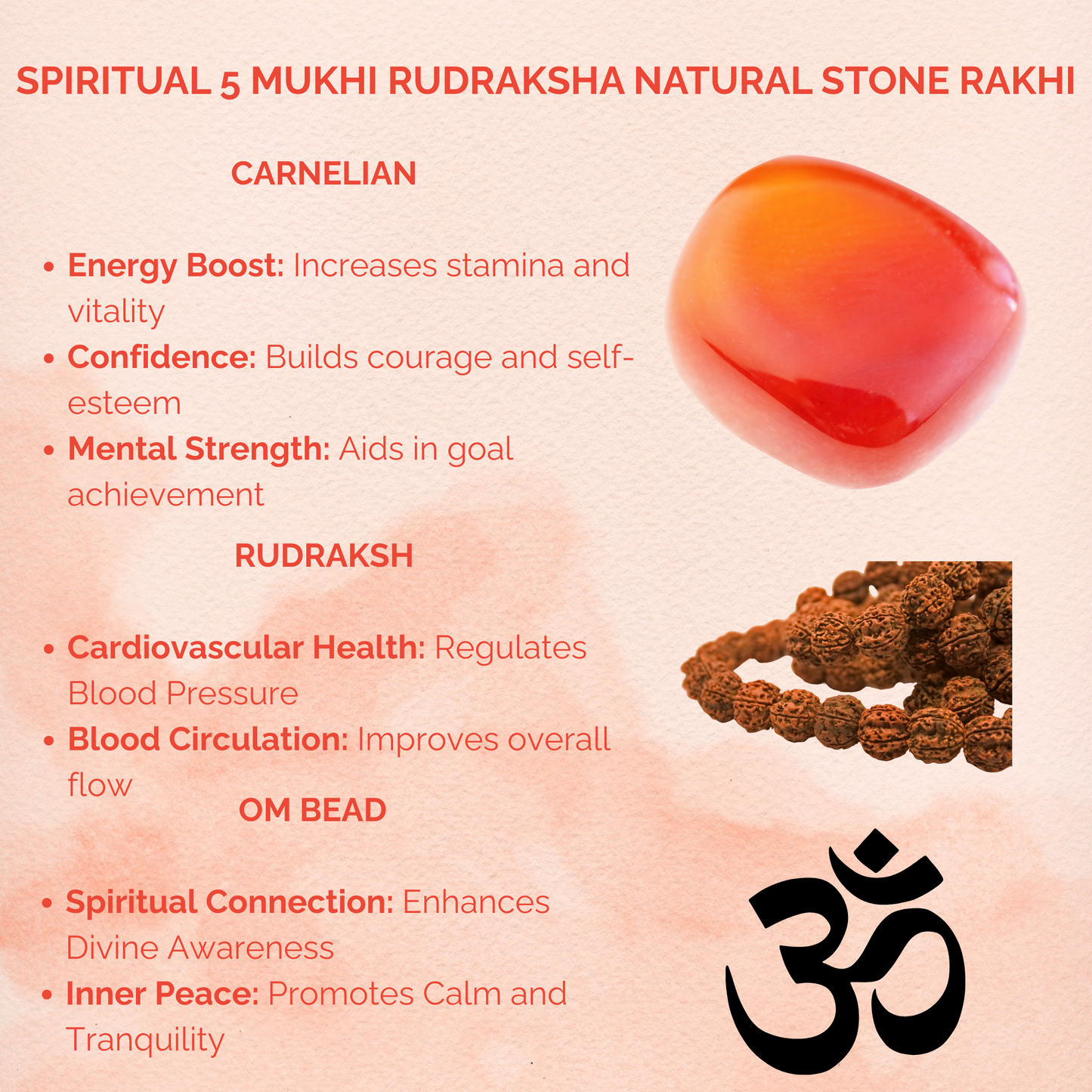 Spiritual 5 Mukhi Rudraksha Natural Stone Rakhi