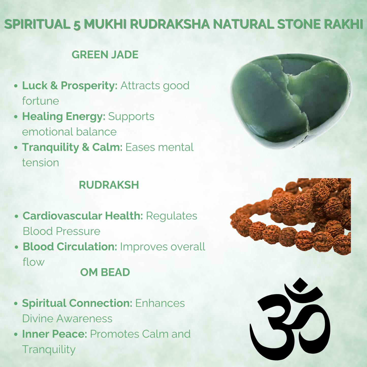 Spiritual 5 Mukhi Rudraksha Natural Stone Rakhi