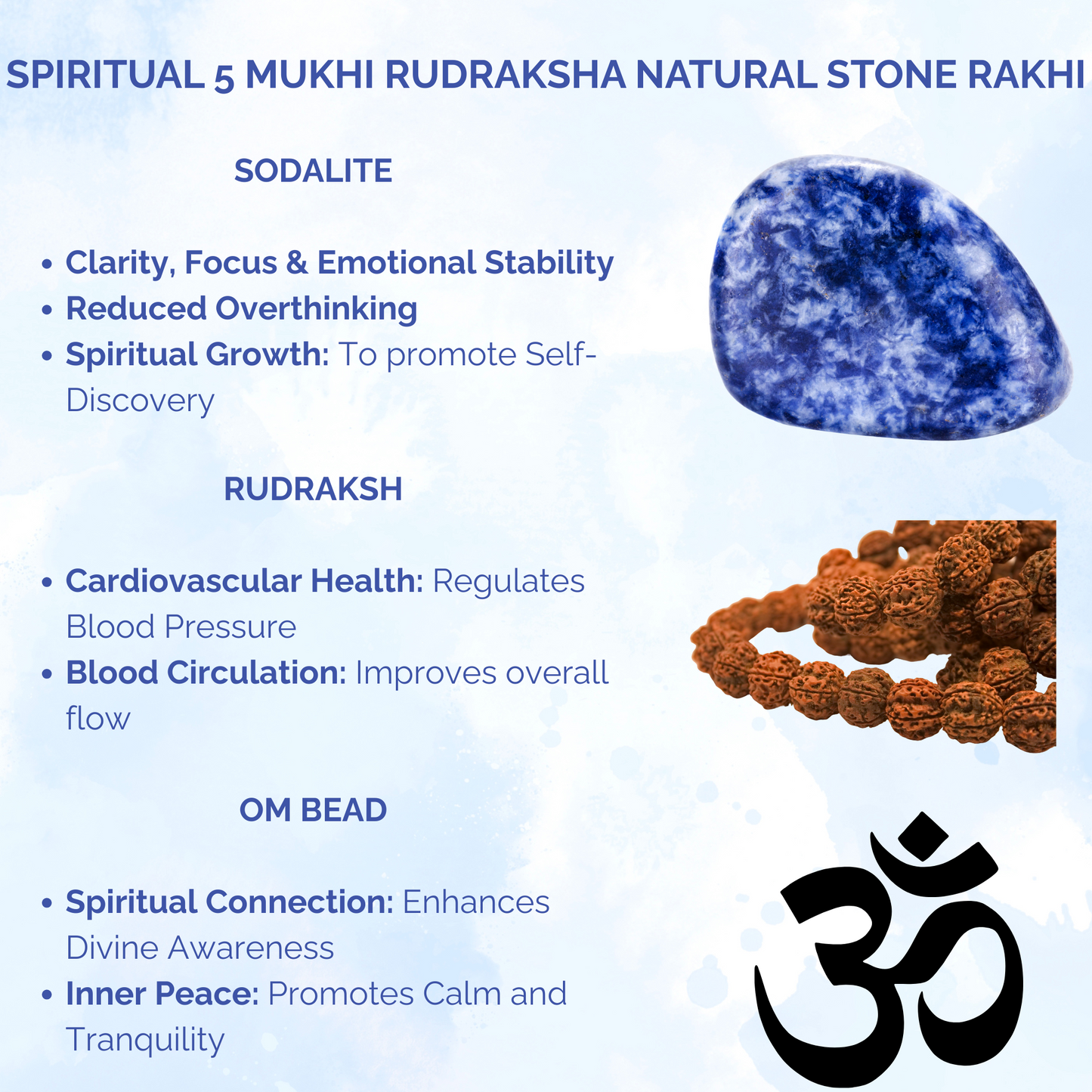 Spiritual 5 Mukhi Rudraksha Natural Stone Rakhi