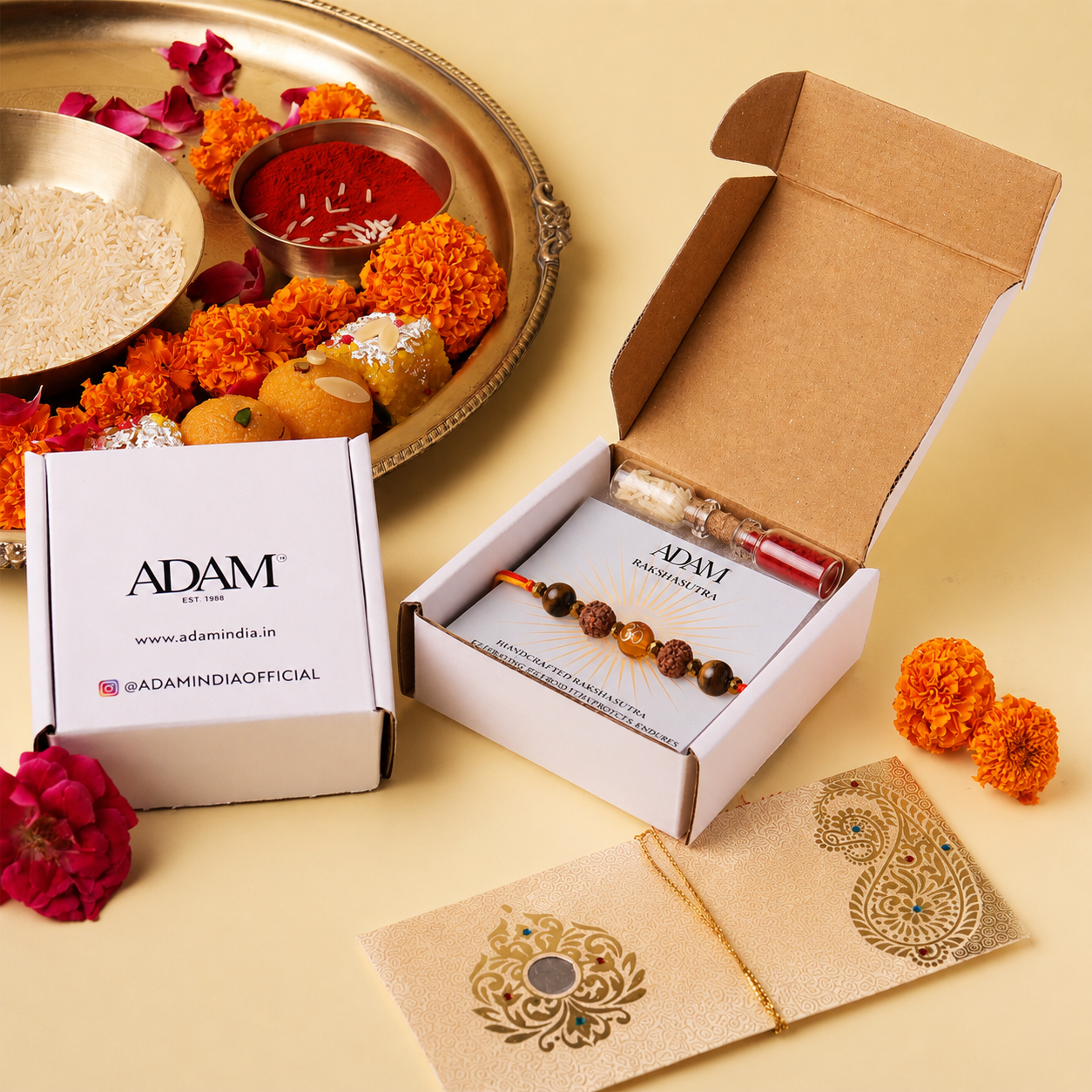 Spiritual 5 Mukhi Rudraksha Natural Stone Rakhi