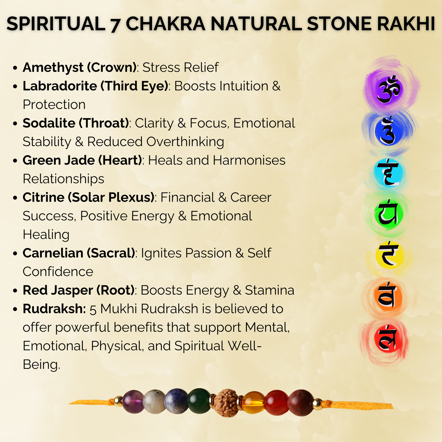 Spiritual 7 Chakra Natural Stone Rakhi