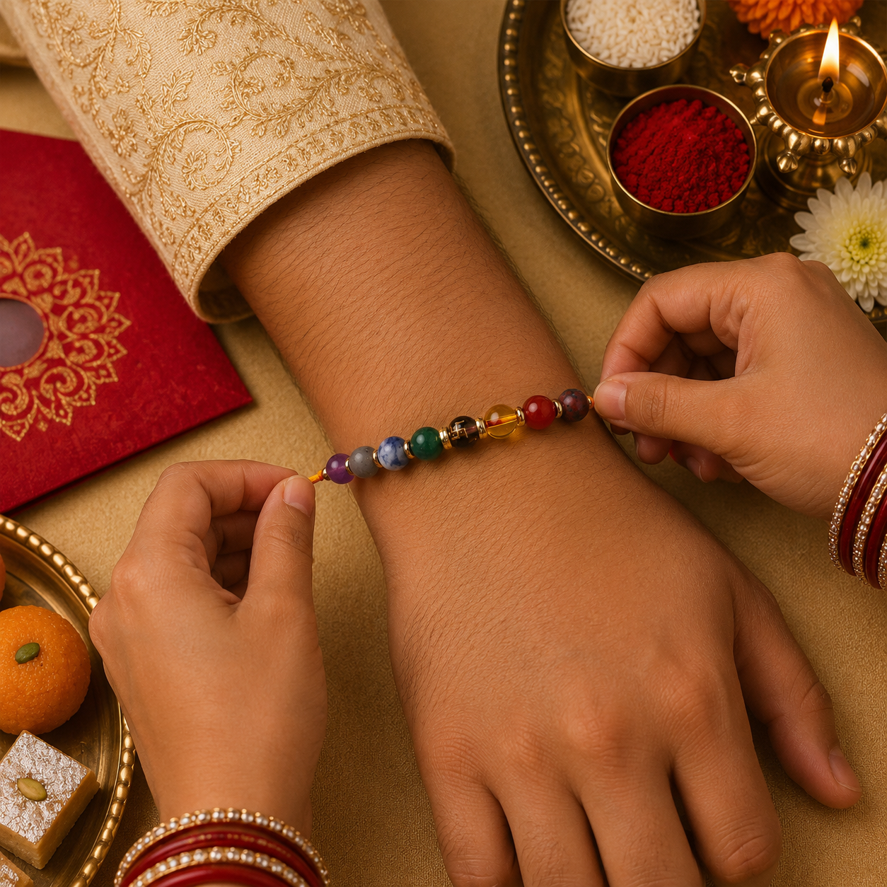 Spiritual 7 Chakra Natural Stone Rakhi