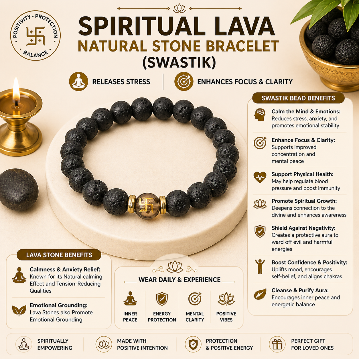 Spiritual Lava Natural Stone Bracelet