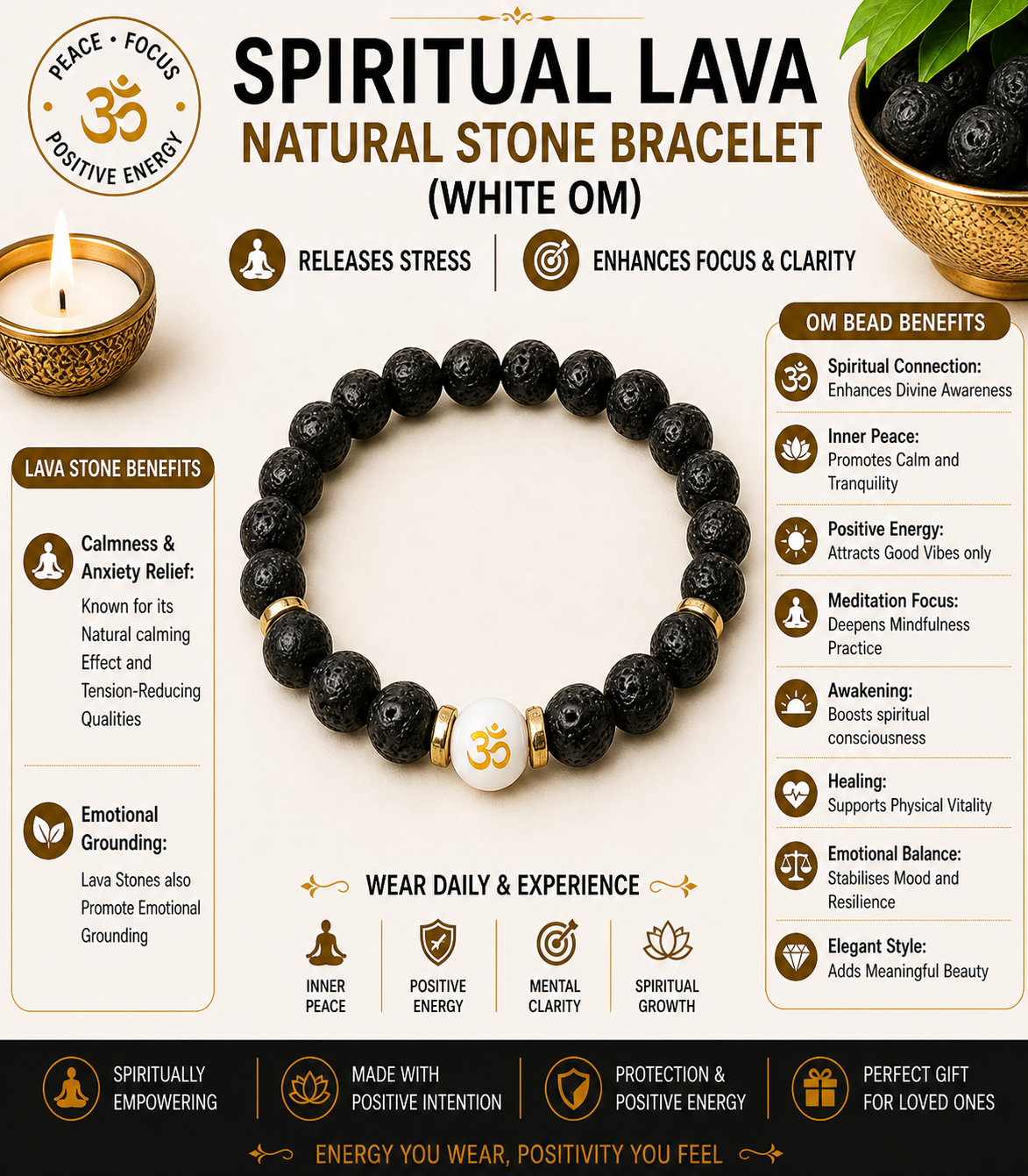 Spiritual Lava Natural Stone Bracelet