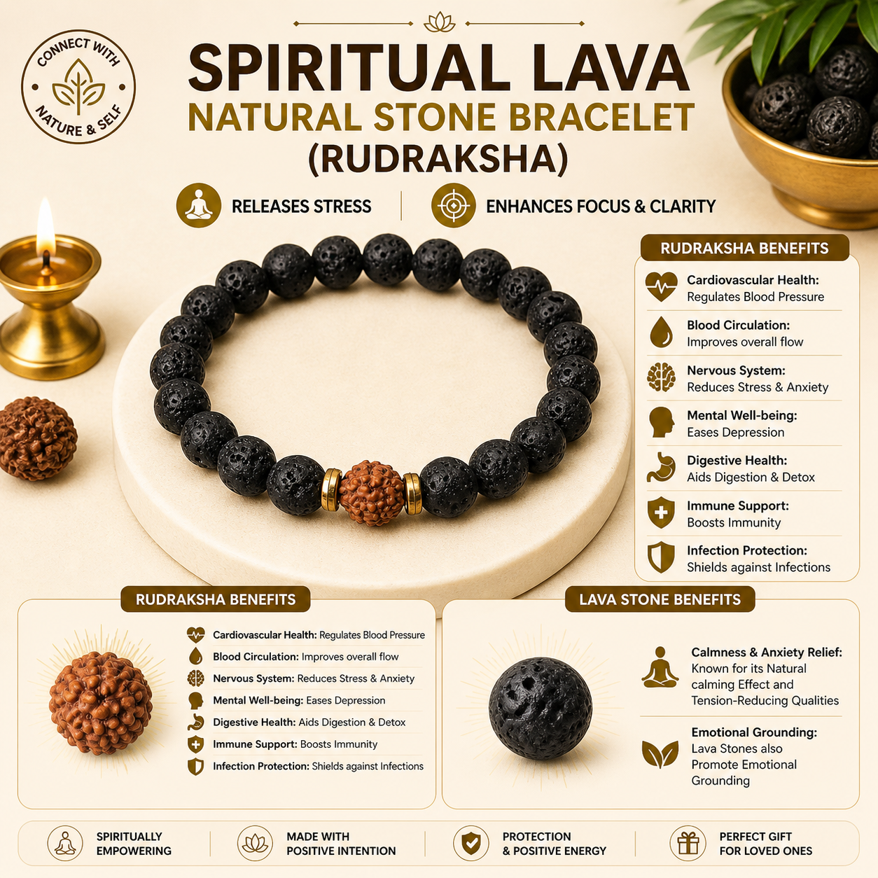 Spiritual Lava Natural Stone Bracelet