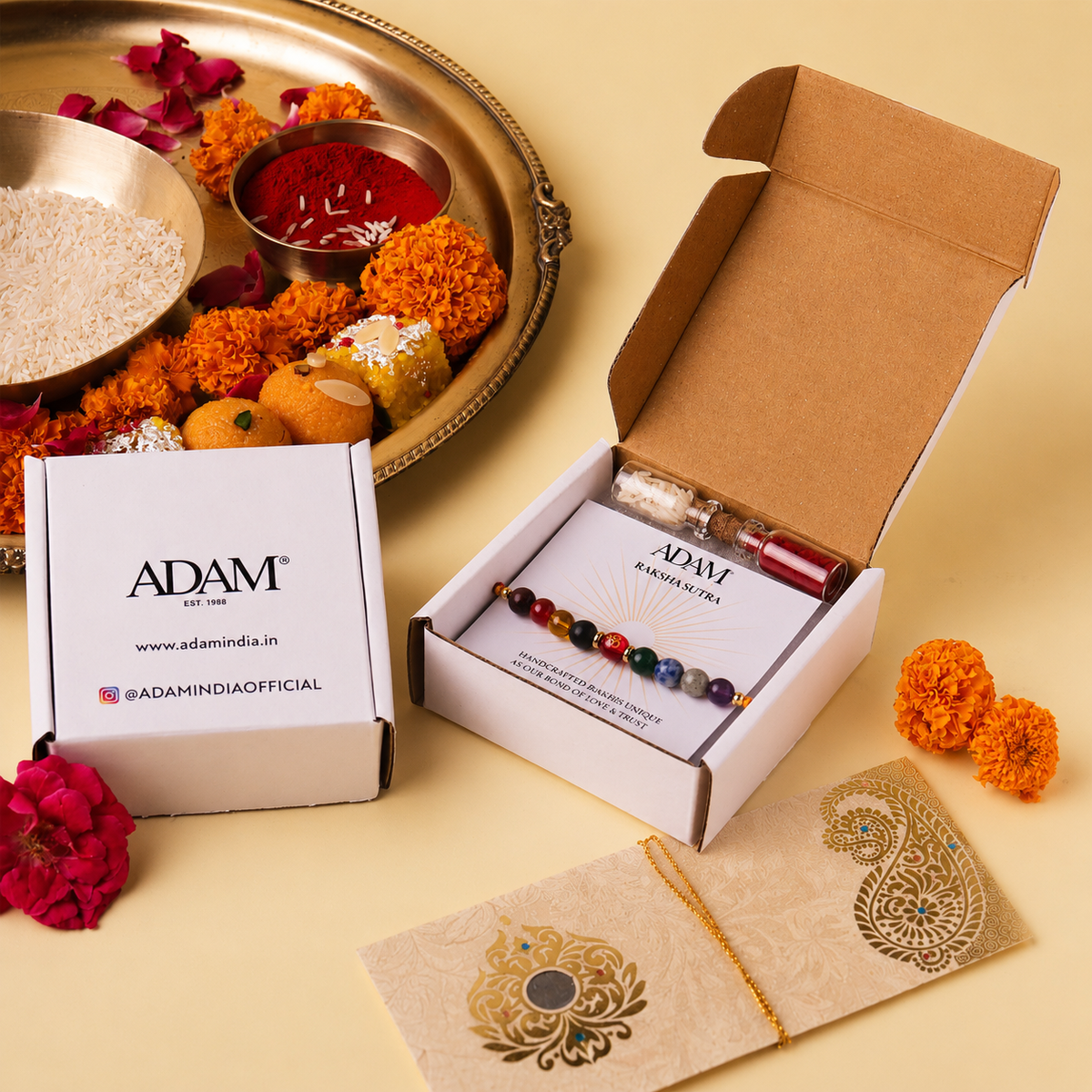 Spiritual Om 7 Chakra & Pyrite Natural Stone Rakhi