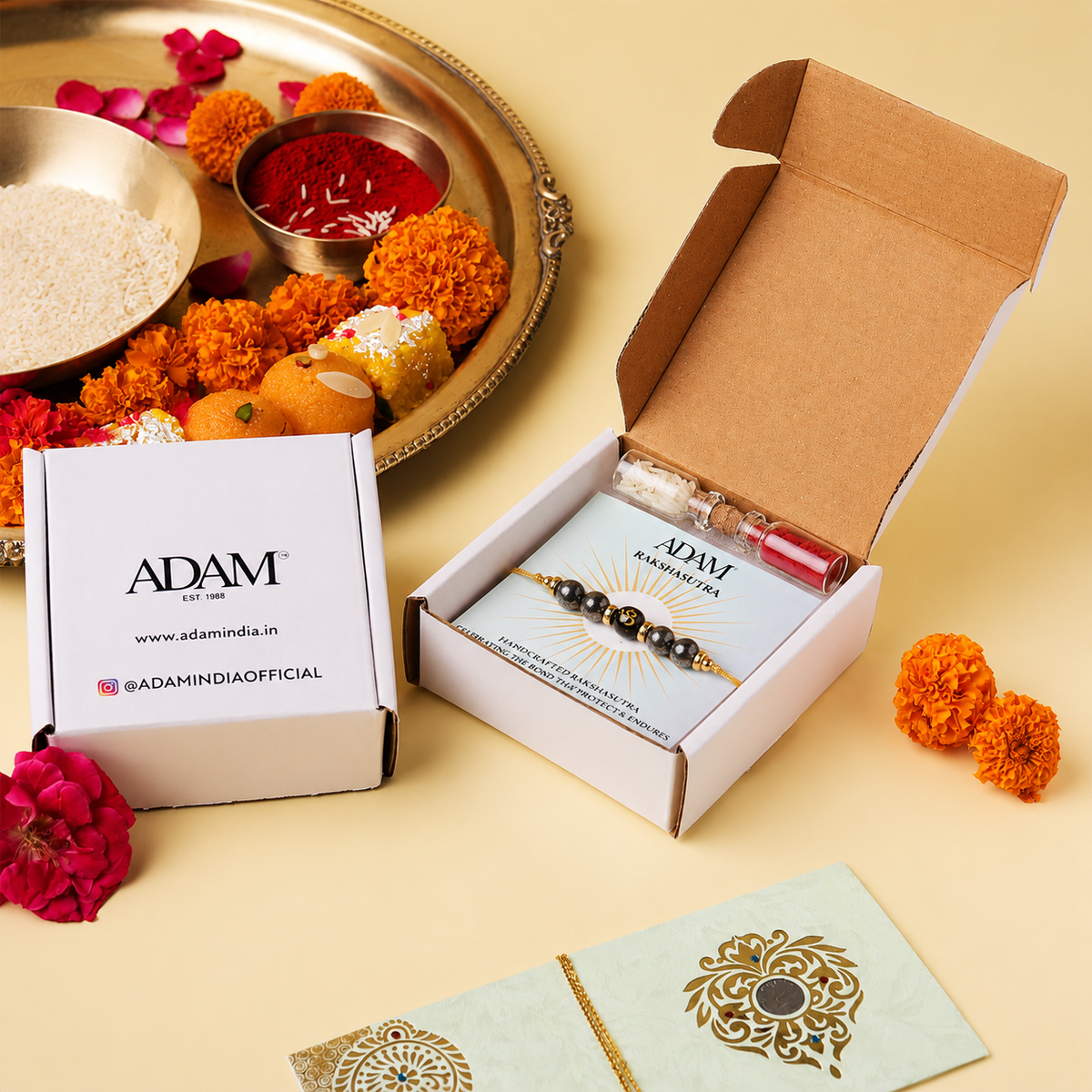Spiritual Om & Pyrite Natural Stone Rakhi
