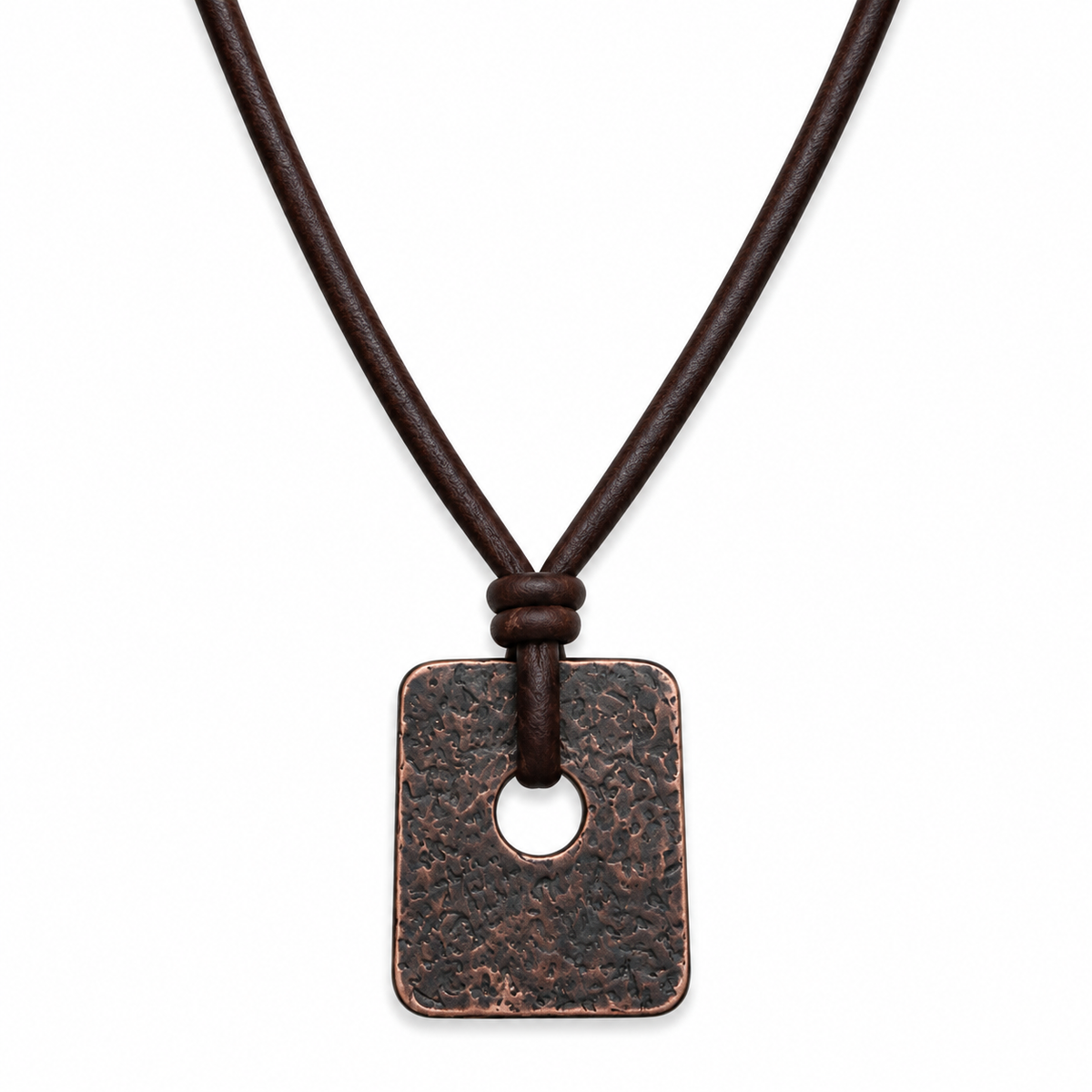 Square Pendant Leather Necklace for Men