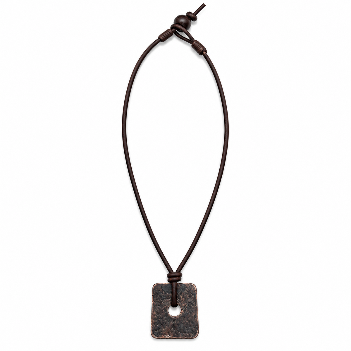 Square Pendant Leather Necklace for Men