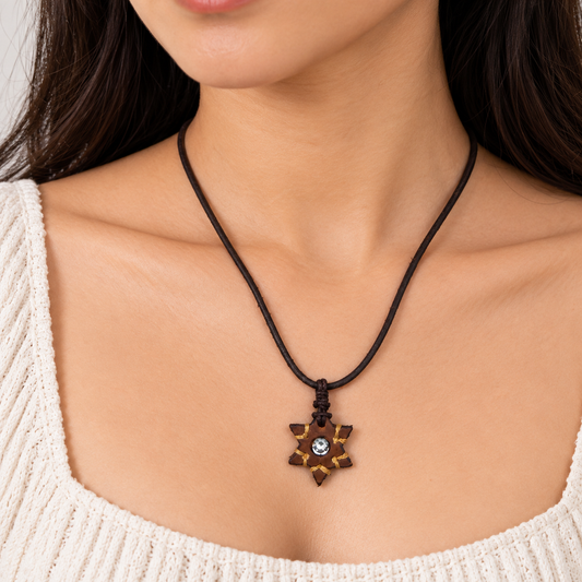 Starburst Leather Pendant Necklace for Women
