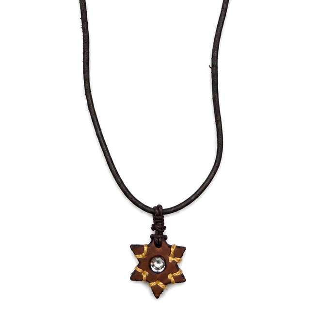 Starburst Leather Pendant Necklace for Women