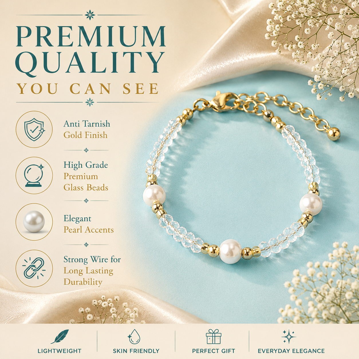 Stylish Pearl & Seed Bead Bracelet