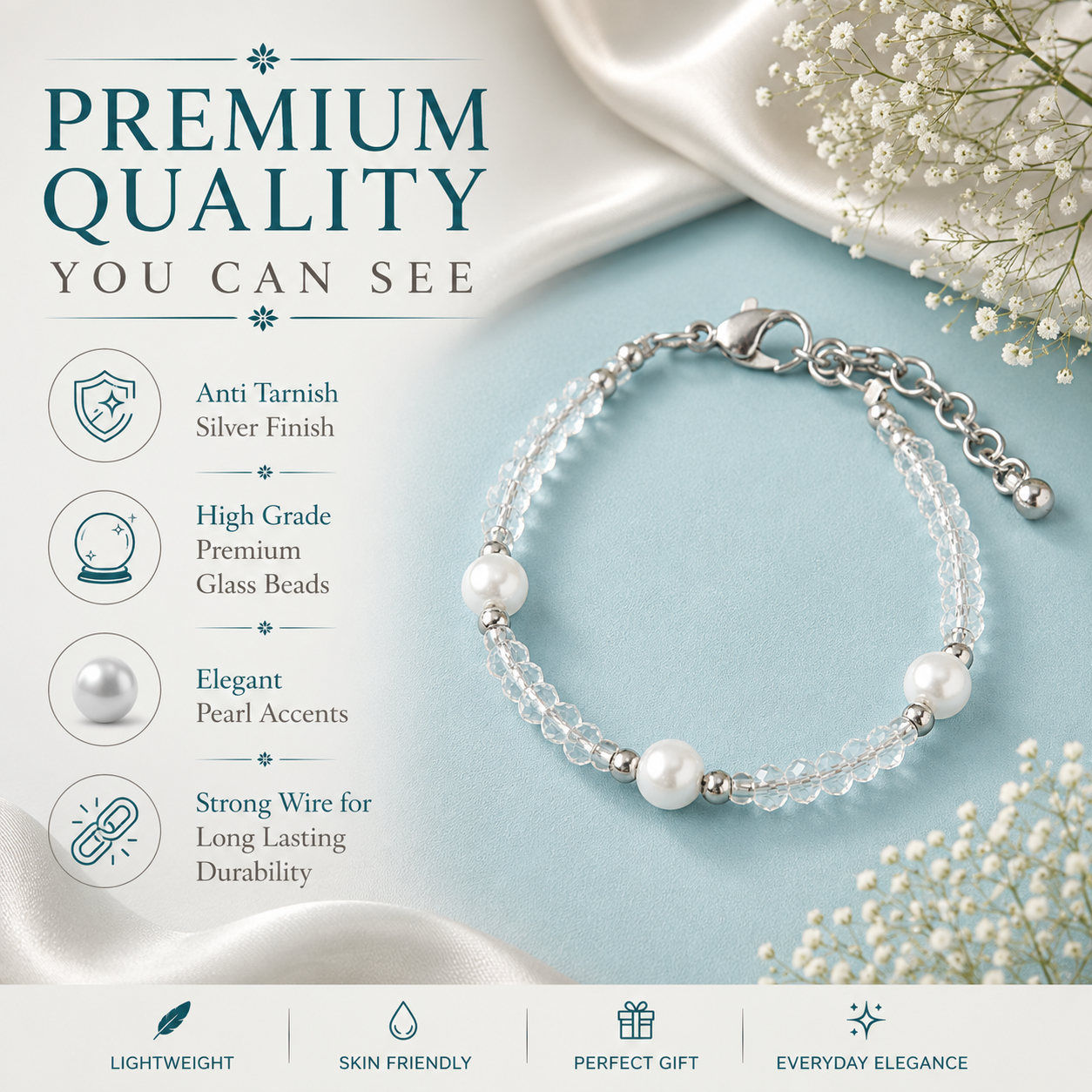 Stylish Pearl & Seed Bead Bracelet