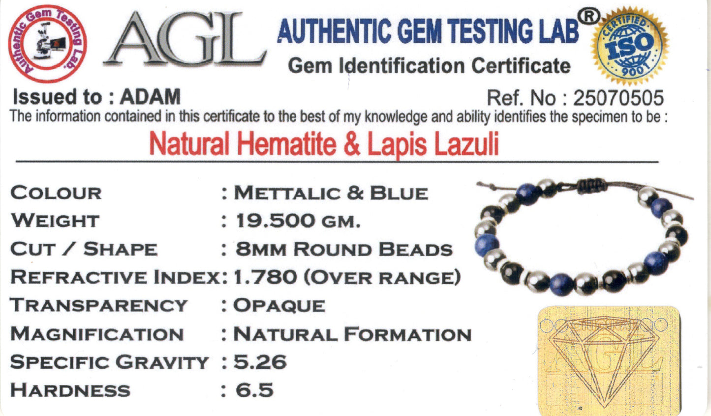 The Alpha Bracelet - Hematite & Lapis Lazuli Natural Stone
