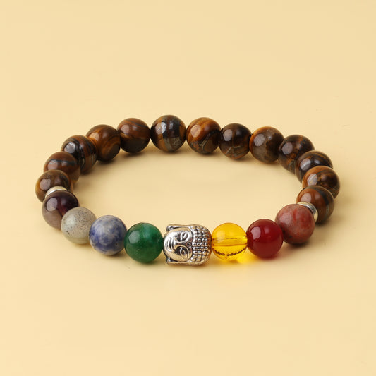 Tiger Eye 7 Chakra Natural Stone Bracelet
