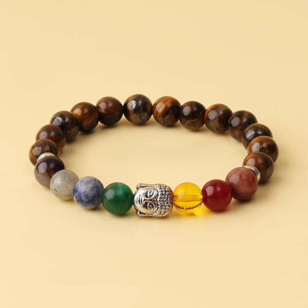 Tiger Eye 7 Chakra Natural Stone Bracelet