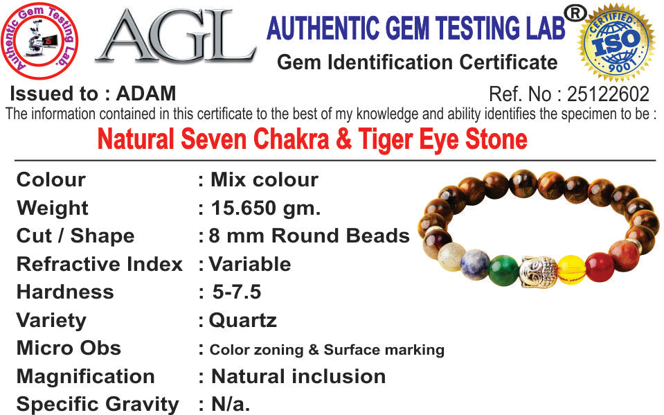 Tiger Eye 7 Chakra Natural Stone Bracelet