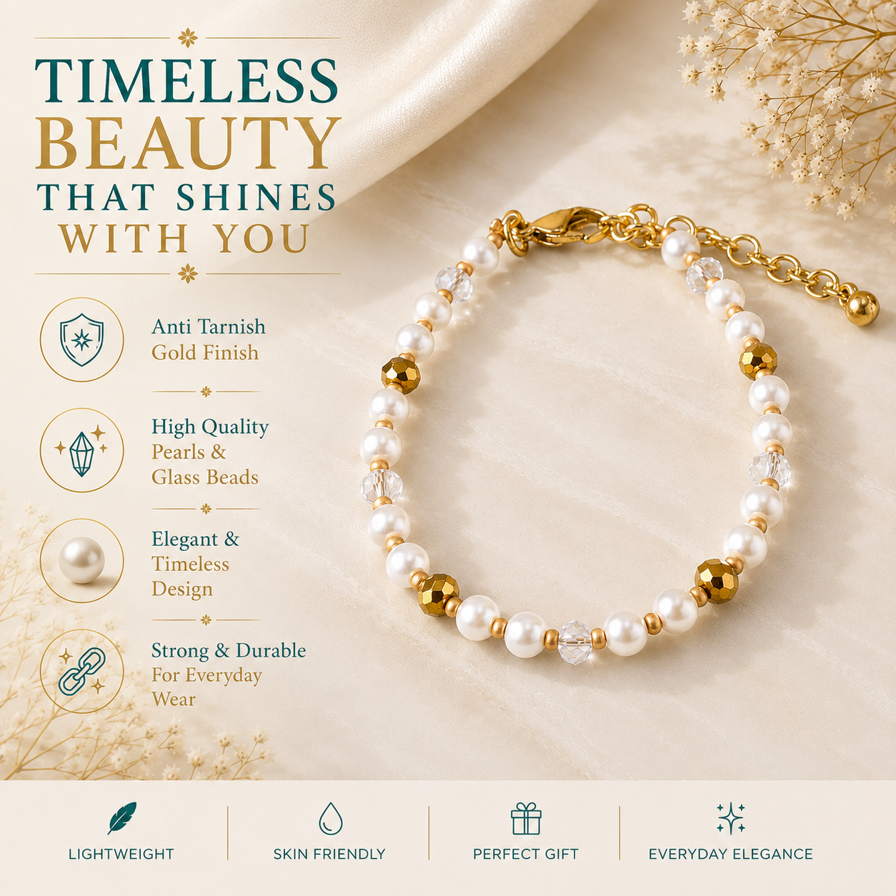 Timeless Pearl Bracelet with Seed Beads