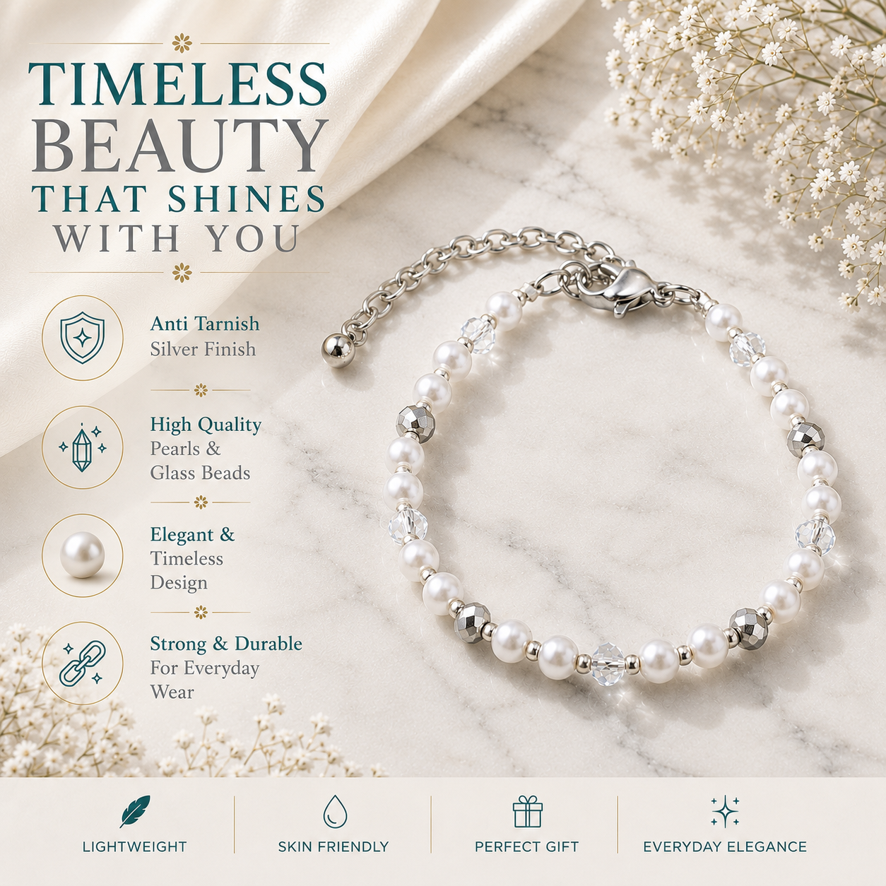 Timeless Pearl Bracelet with Seed Beads