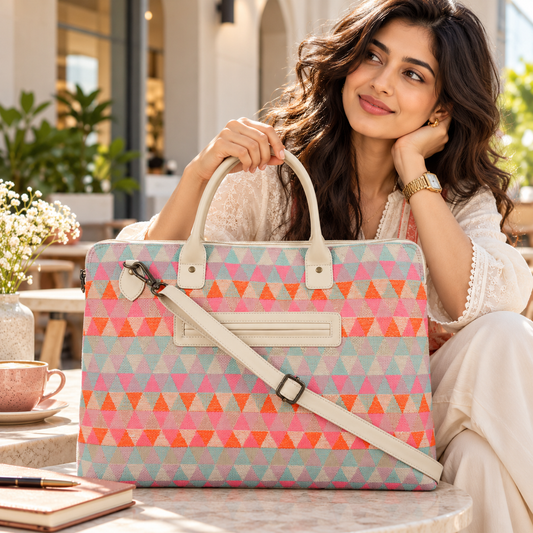 Laptop Bag for Women for 15.6 inch Laptop (Triangular Orange)