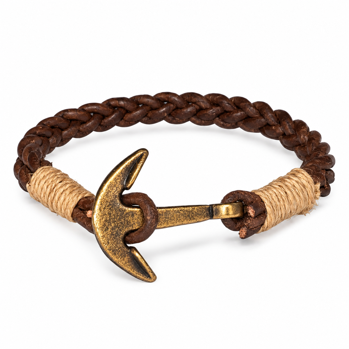 Triple Braided Anchor Leather Bracelet for Men
