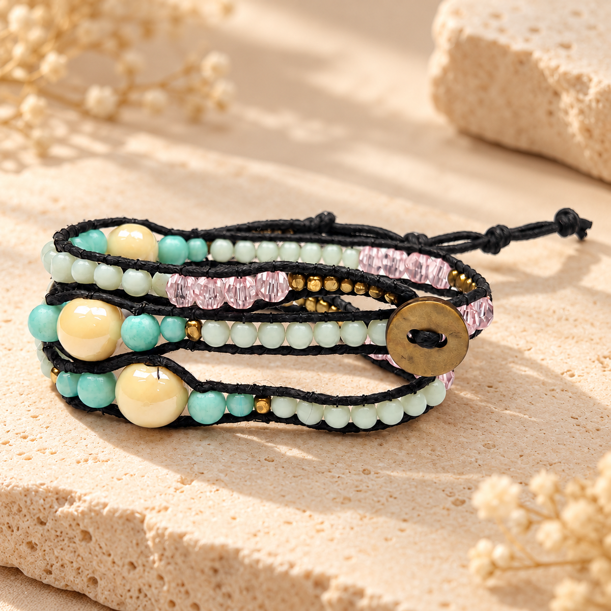 Triple Wrap Beaded Bracelet for Women