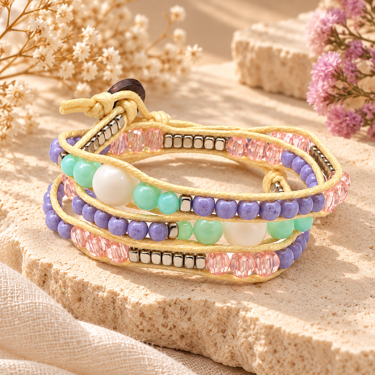 Triple Wrap Beaded Bracelet for Women