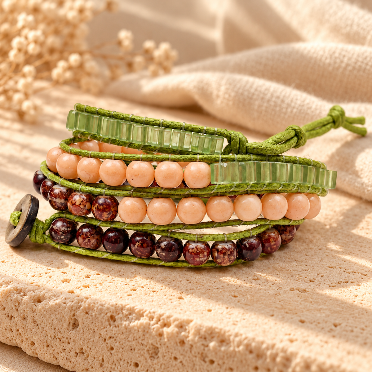 Triple Wrap Beaded Bracelet for Women