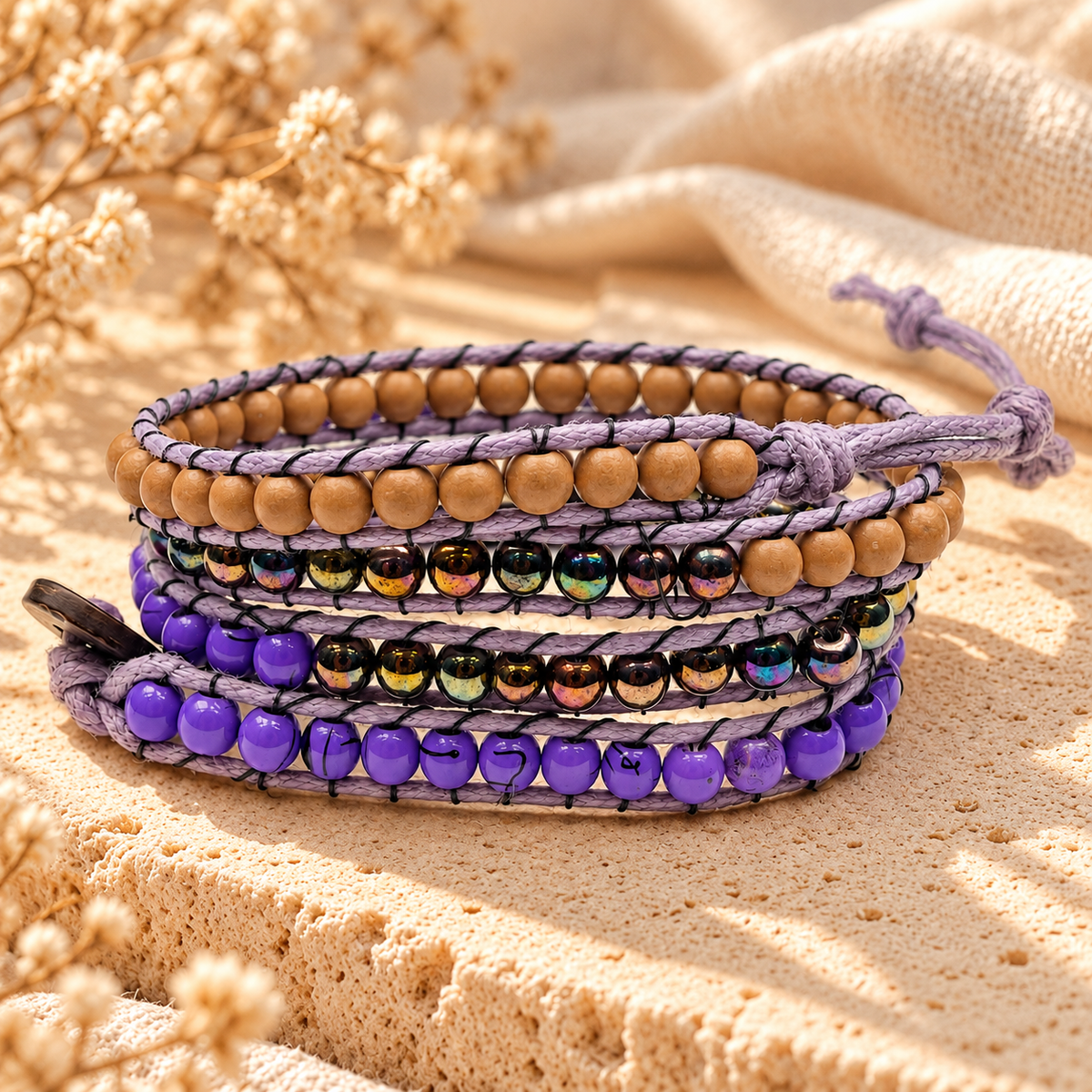 Triple Wrap Beaded Bracelet for Women