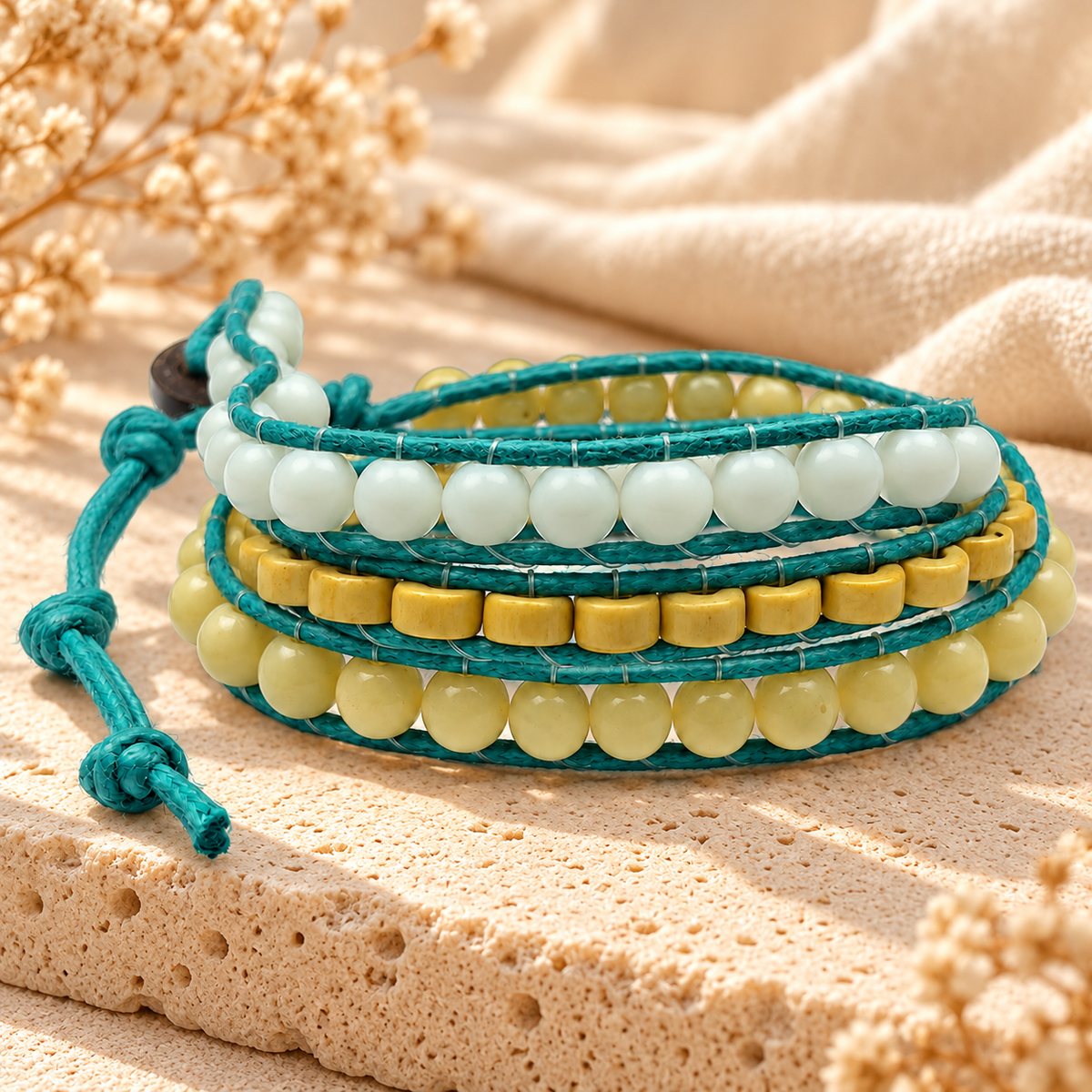 Triple Wrap Beaded Bracelet for Women
