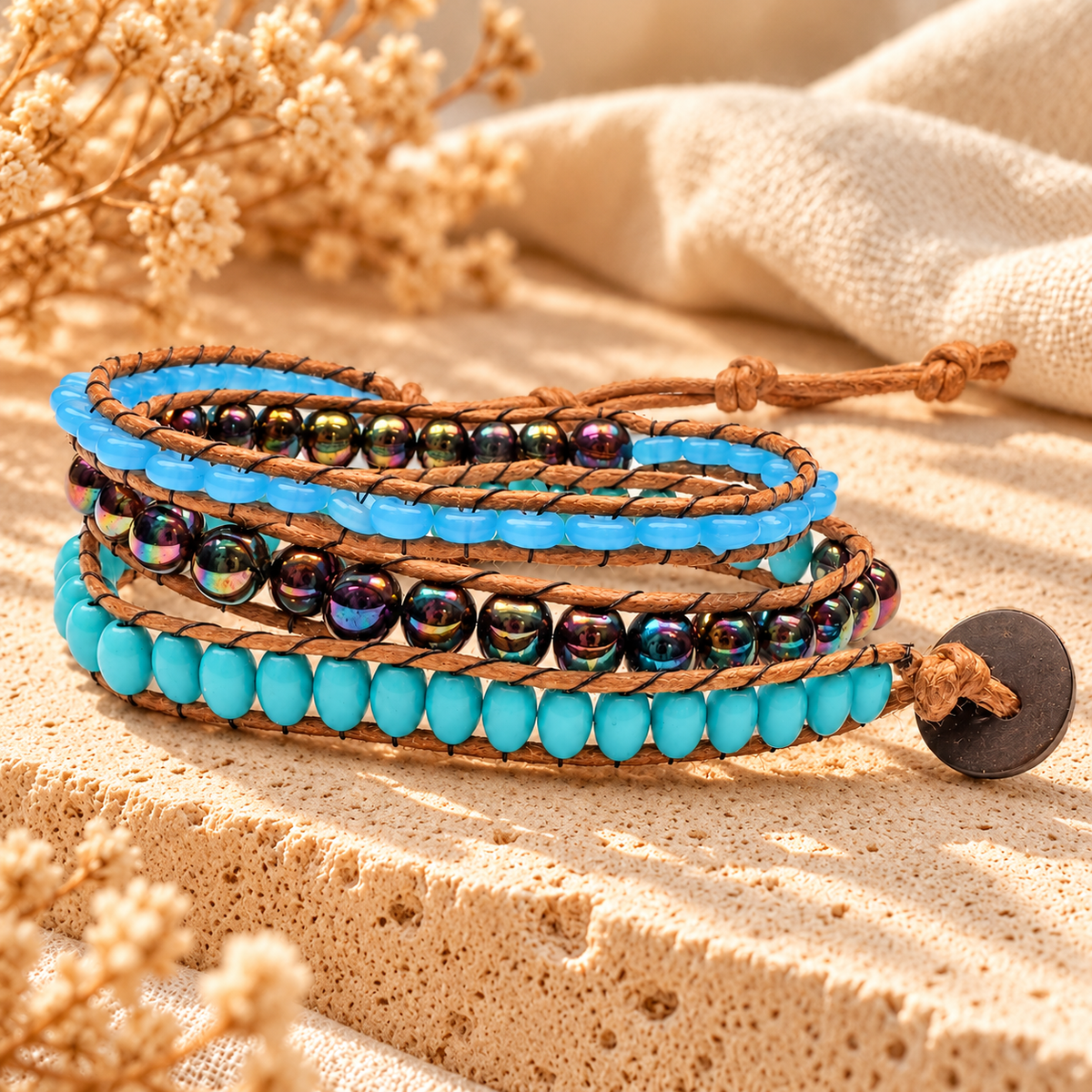Triple Wrap Beaded Bracelet for Women