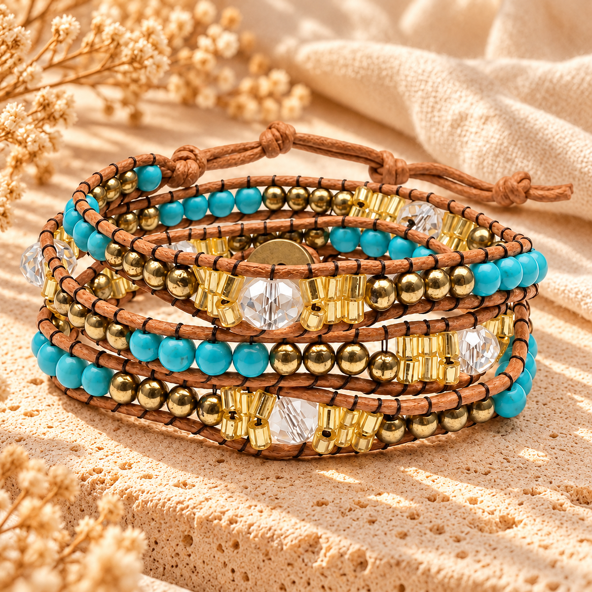 Triple Wrap Beaded Bracelet for Women