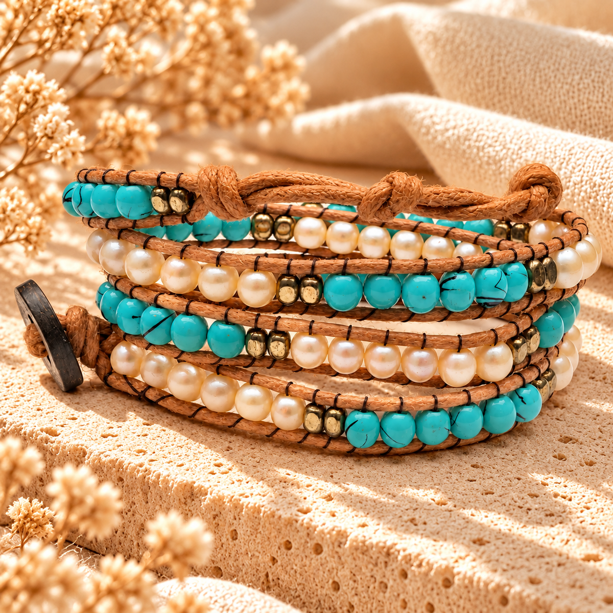 Triple Wrap Beaded Bracelet for Women