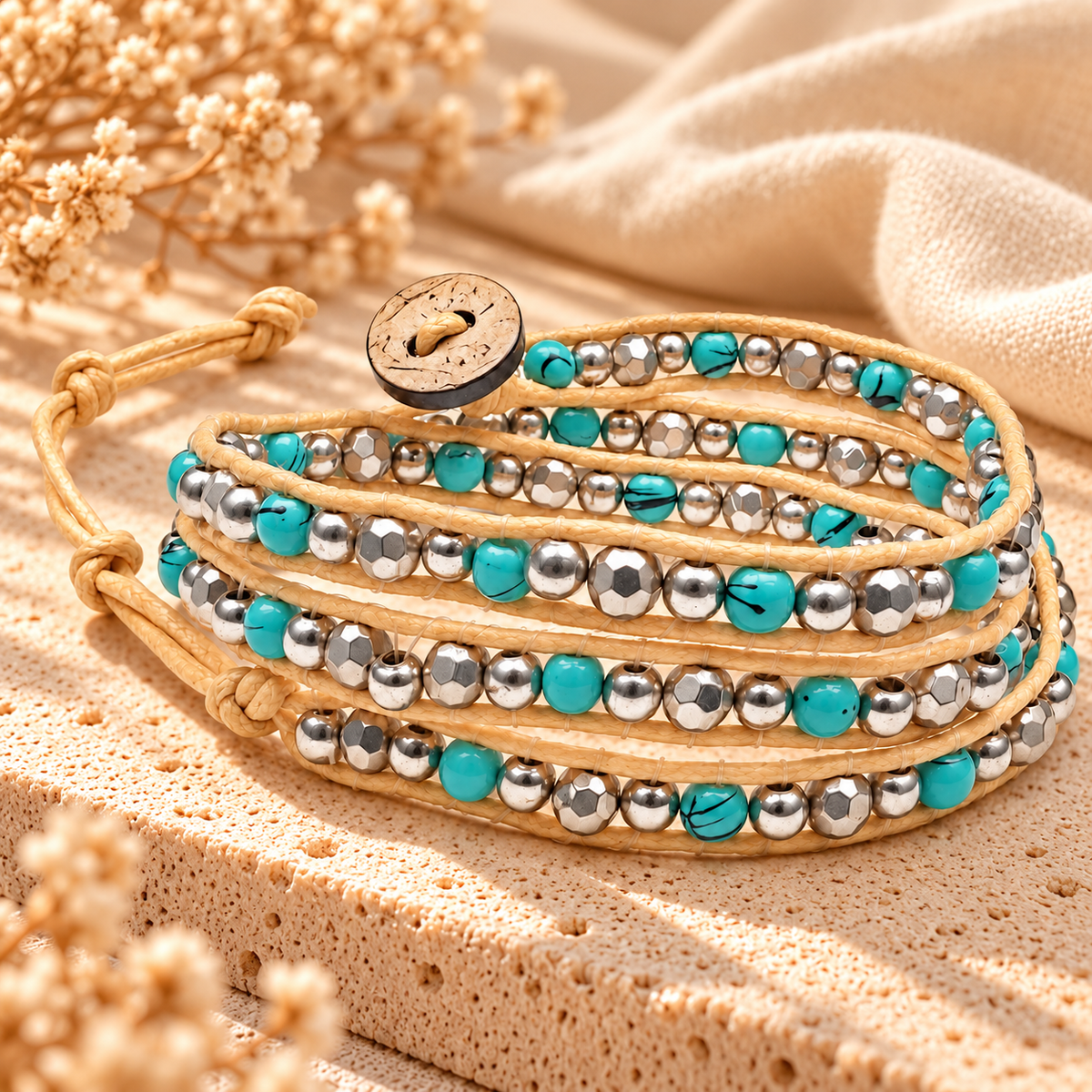 Triple Wrap Beaded Bracelet for Women