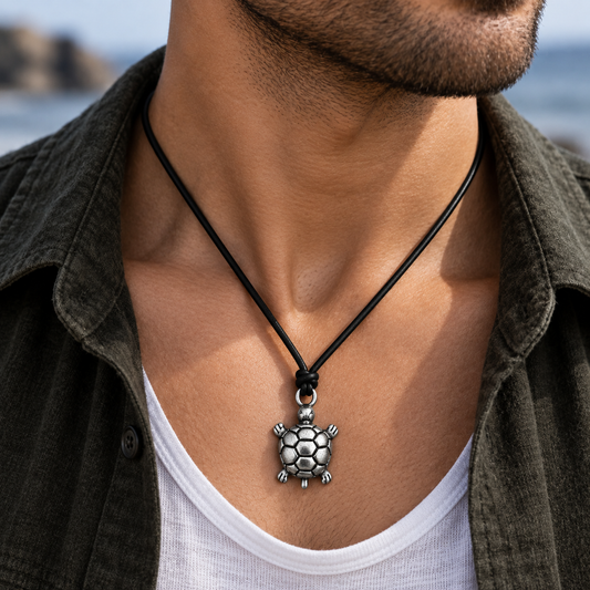 Turtle Leather Necklace for Men