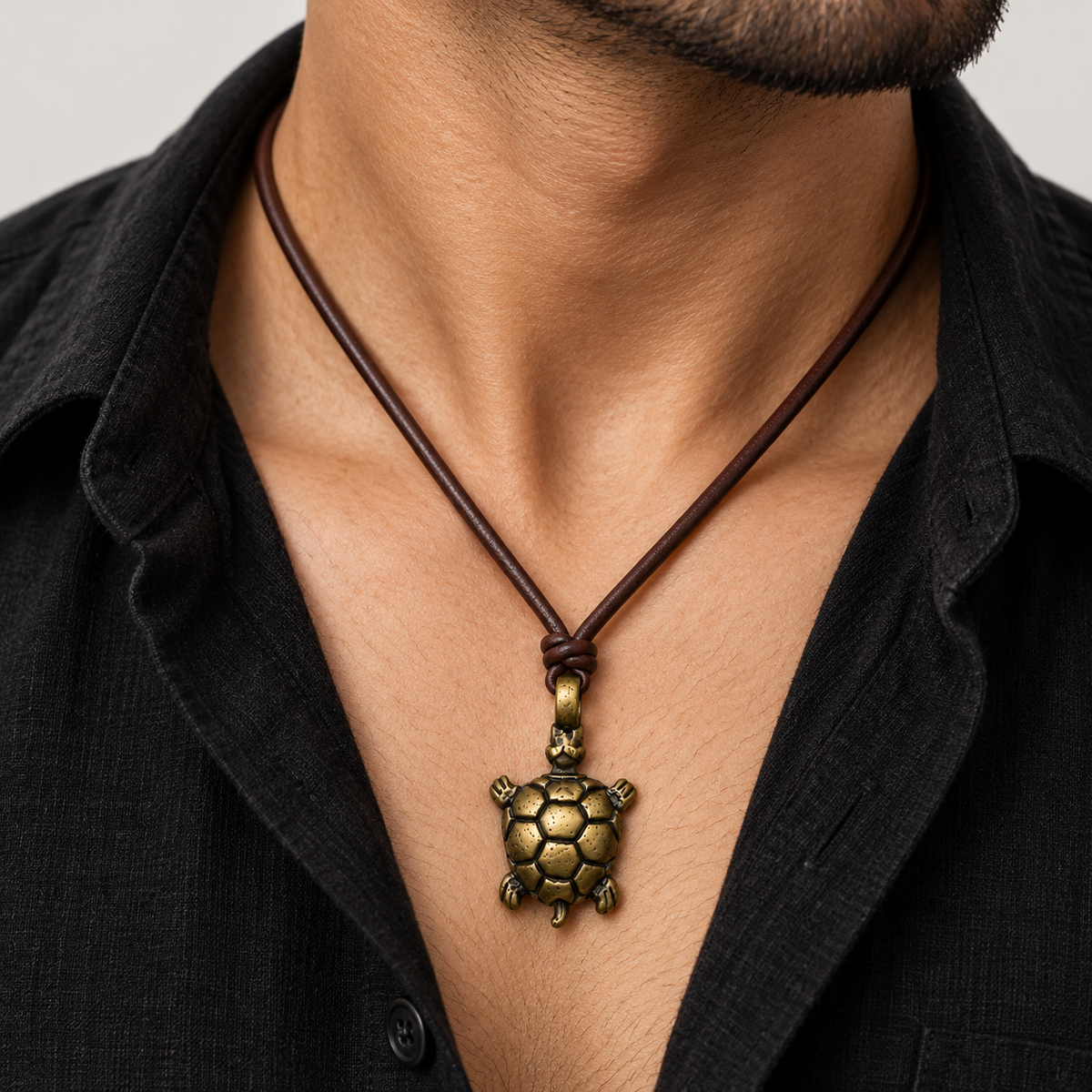 Turtle Leather Necklace for Men