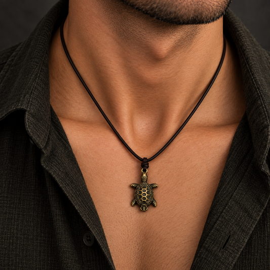 Turtle Pendant Leather Necklace for Men