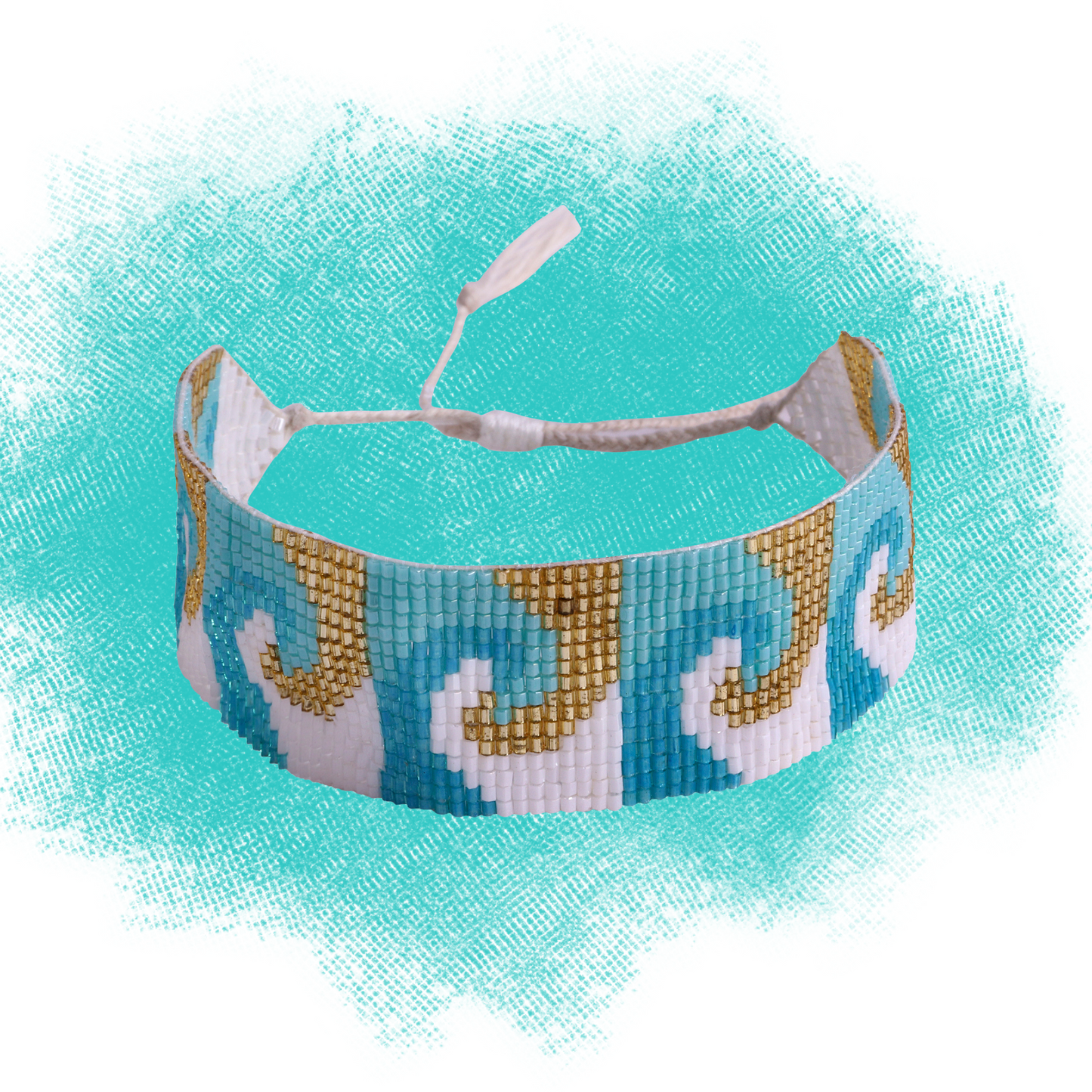 Wave Pattern Adjustable Beaded Bracelet for Women