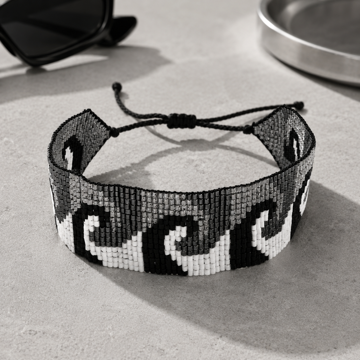 Wave Pattern Adjustable Beaded Bracelet for Women
