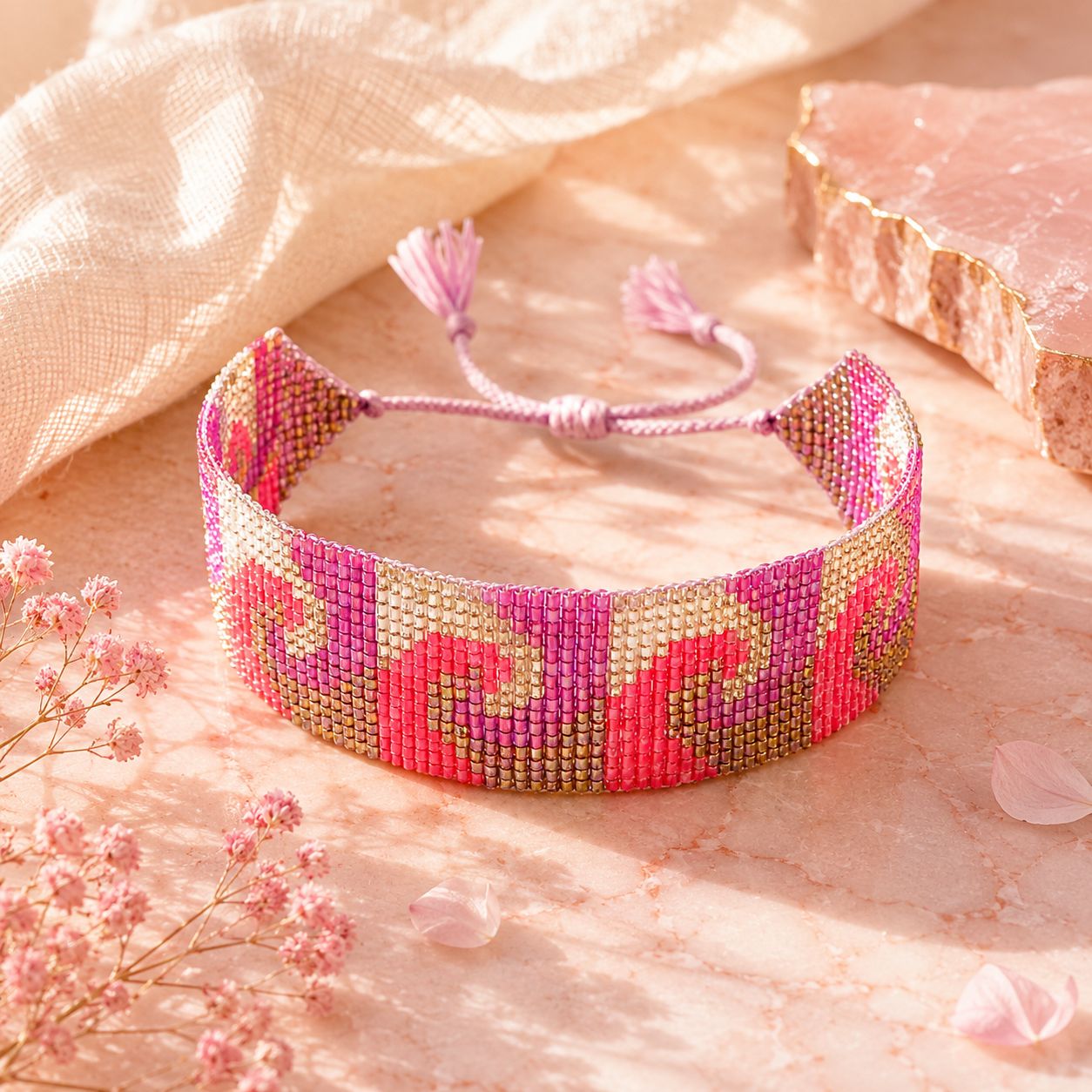 Wave Pattern Adjustable Beaded Bracelet for Women