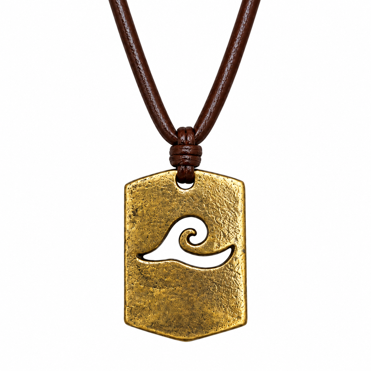 Wave Pendant Leather Necklace for Men