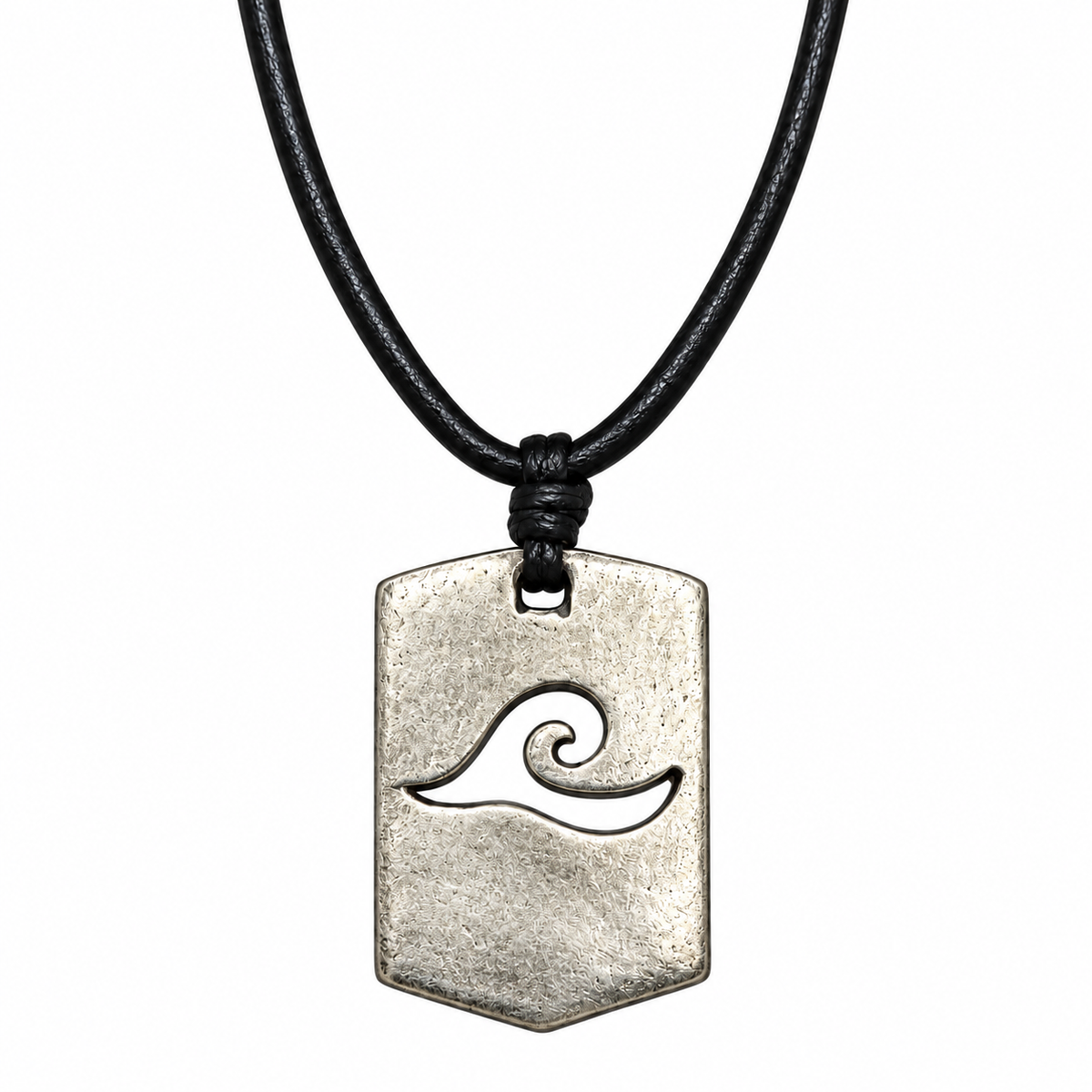 Wave Pendant Leather Necklace for Men