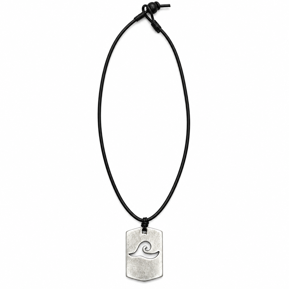 Wave Pendant Leather Necklace for Men
